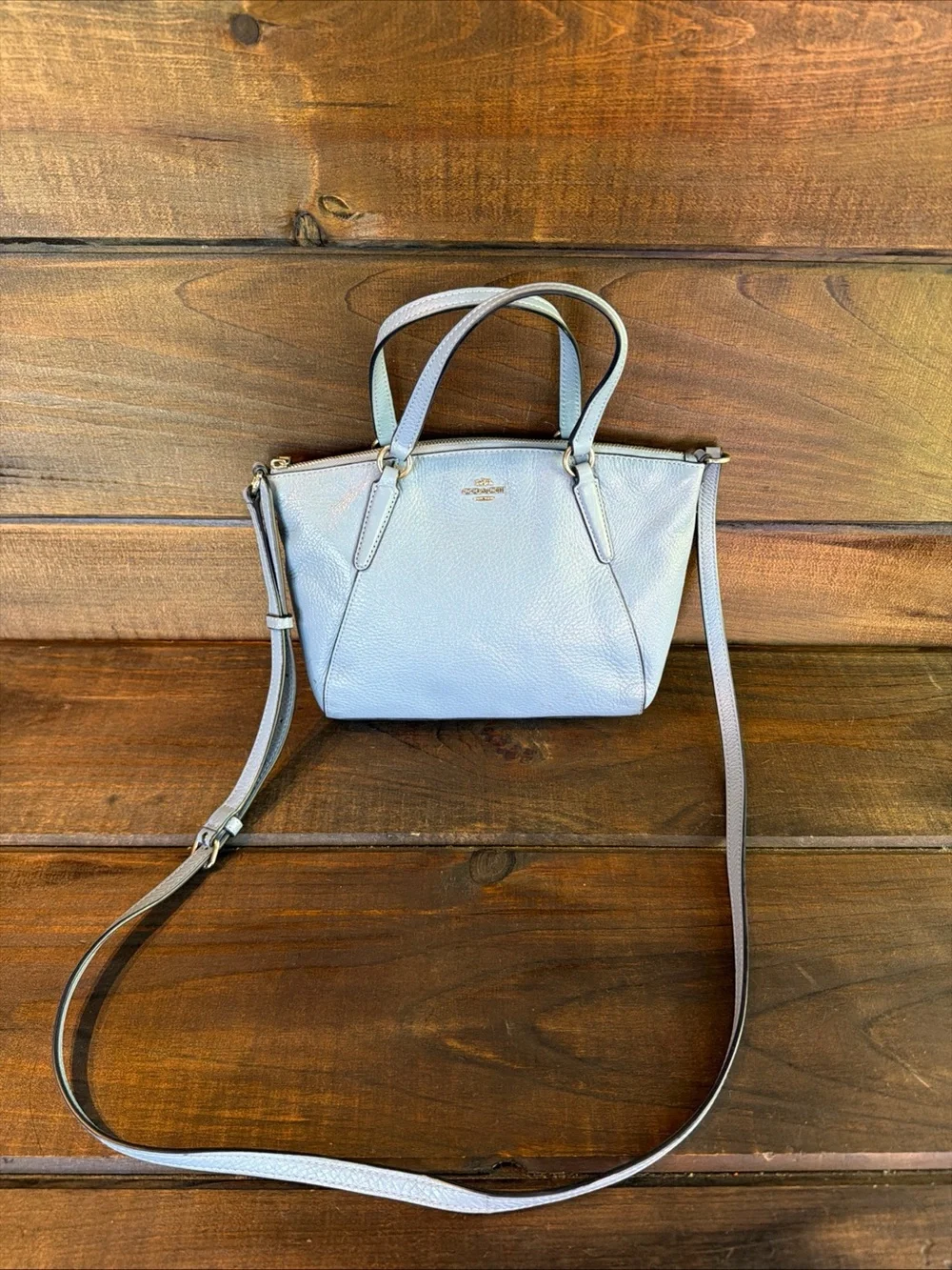 Coach Kelsey Mini Blue Leather Crossbody Satchel